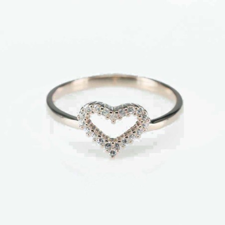 Ring  heart  9mm.  rose  Circonia