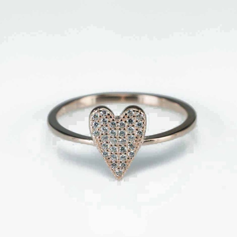 Ring  heart  11mm.  rose  Circonia