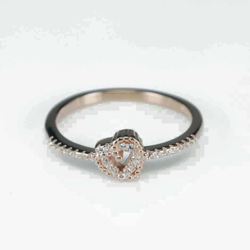 Ring  heart  7mm.  rose  Circonia