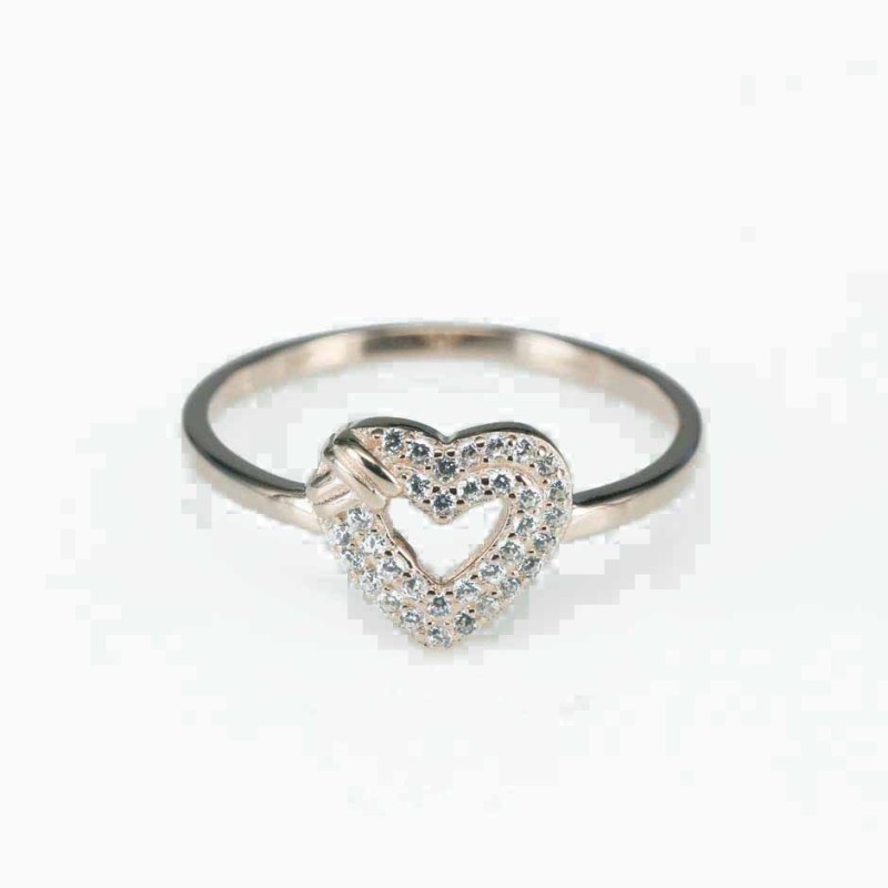 Ring  heart  9mm.  rose  Circonia