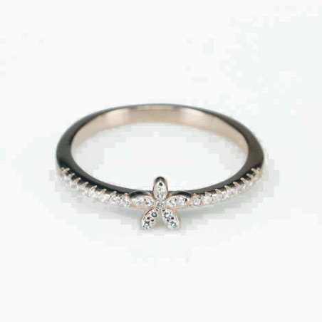 Ring  flower 9mm.  rose  Circonia