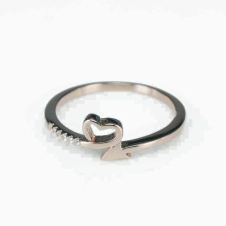 Ring  heart  9mm.  rose  Circonia