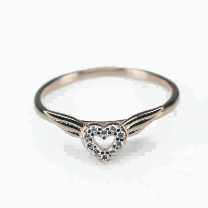 Ring  heart  8mm.  rose  Circonia