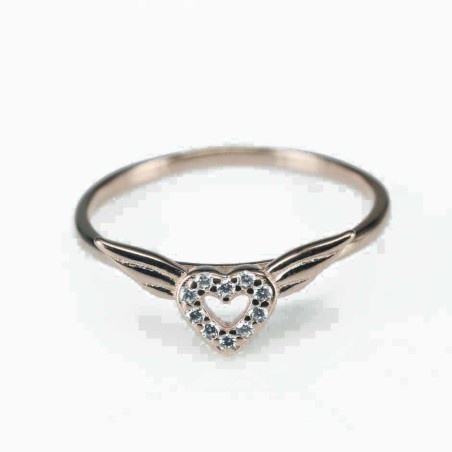 Ring  heart  8mm.  rose  Circonia