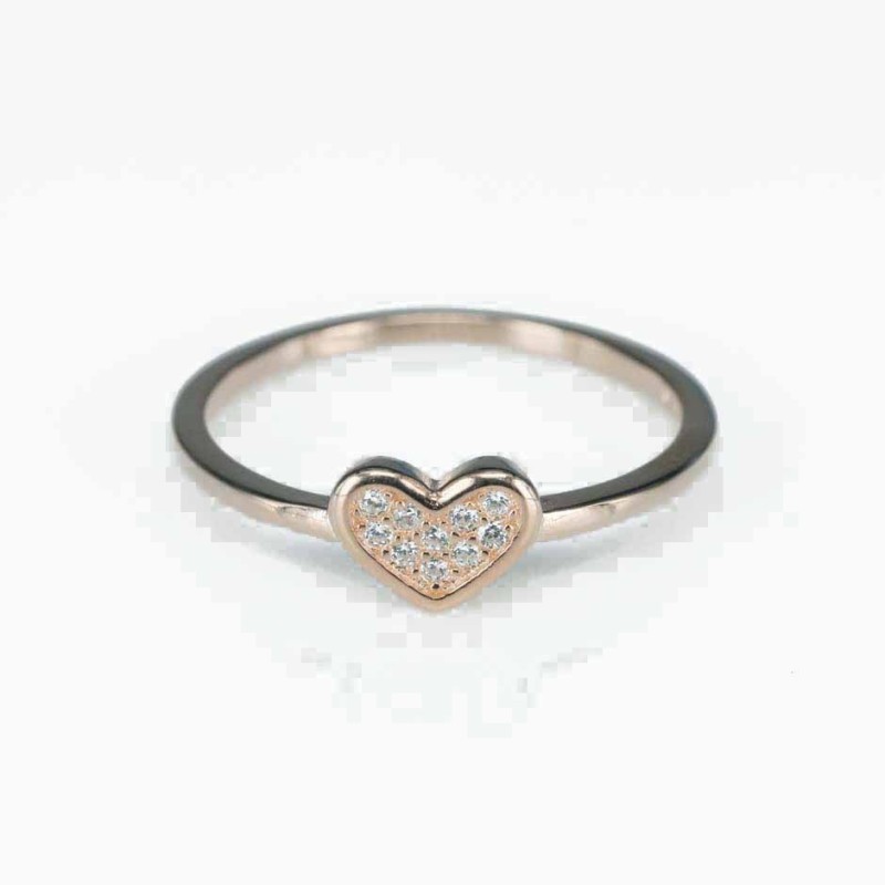 Ring  heart  6mm.  rose  Circonia