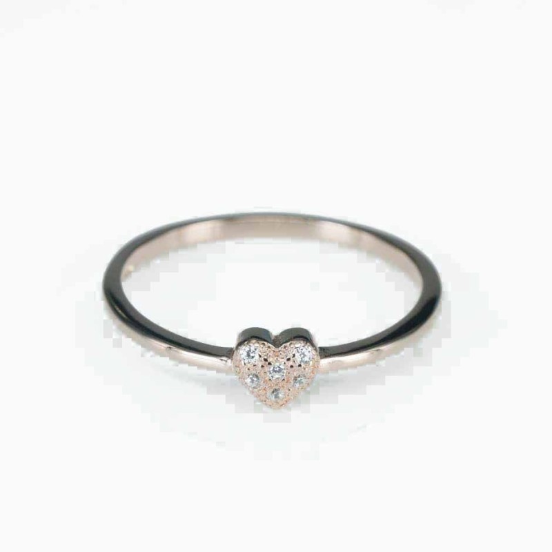 Ring  heart  5mm.  rose  Circonia