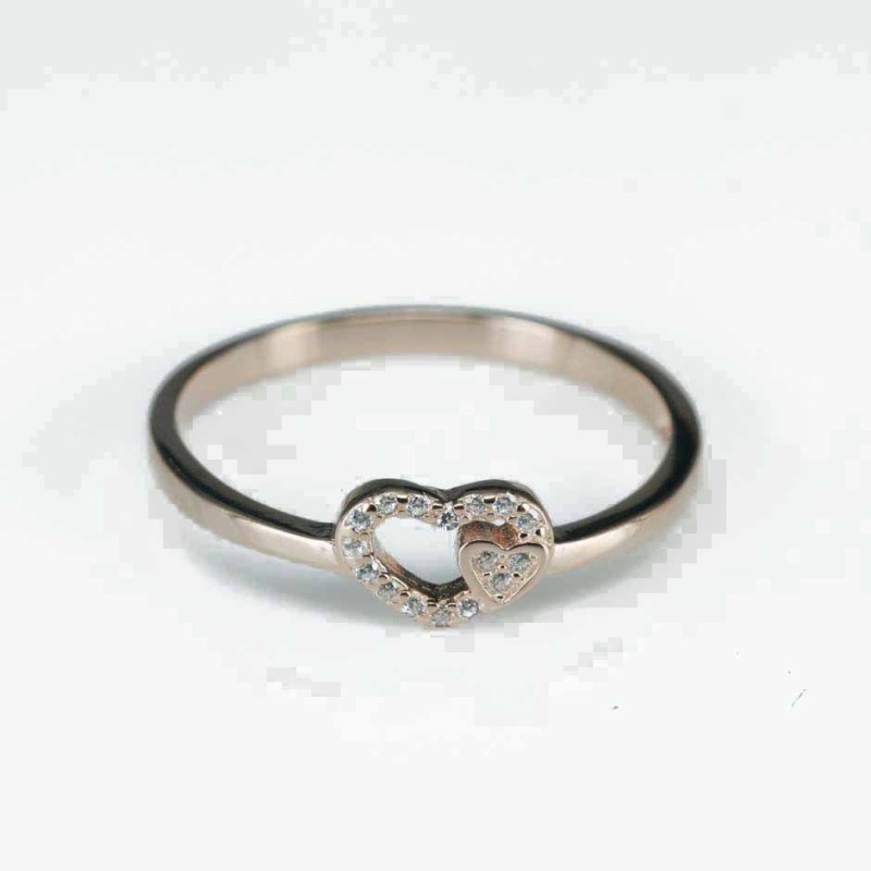 Ring  heart  6mm.  rose  Circonia