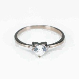 Ring  heart  6mm.  rose  Circonia