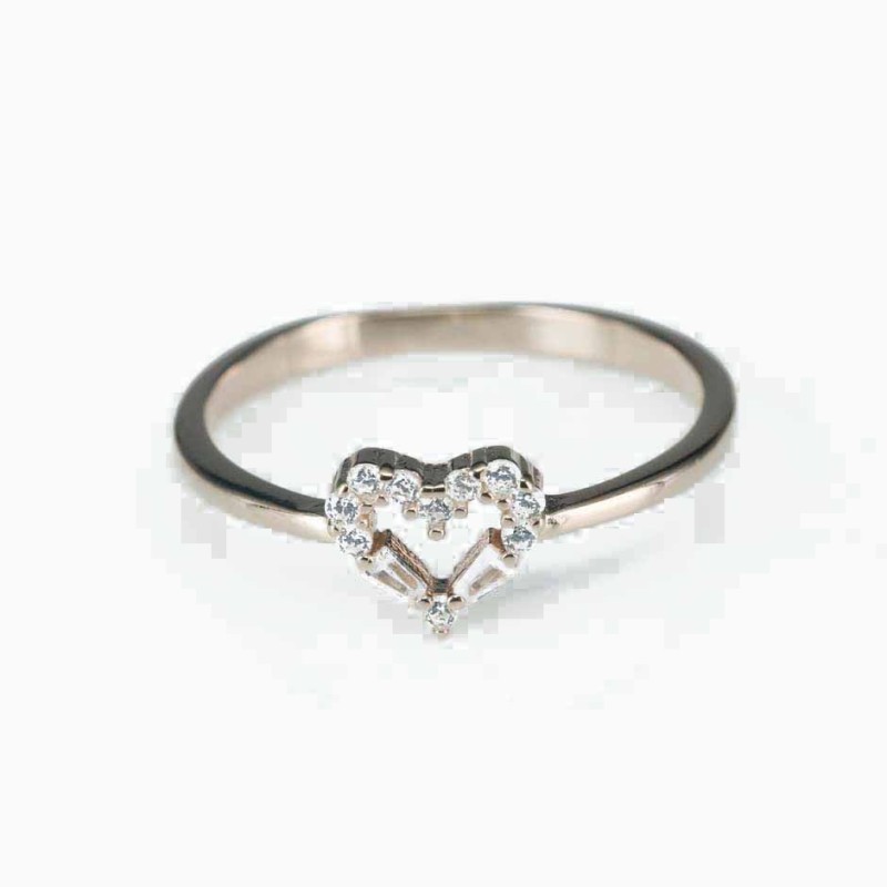 Ring  heart  7mm.  rose  Circonia