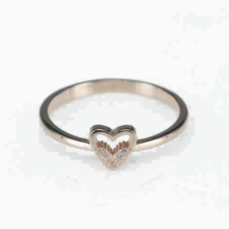 Ring  heart  7mm.  rose  Circonia