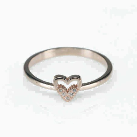 Ring  heart  7mm.  rose  Circonia