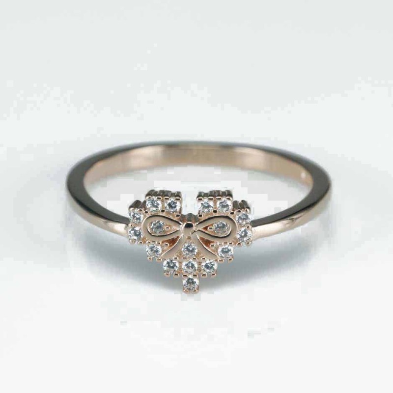 Ring  heart  8mm.  rose  Circonia