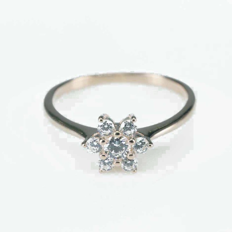 Ring  flower  8mm.  rose  Circonia