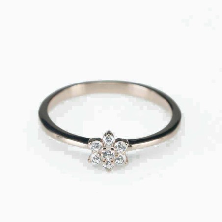 Ring  flower   6mm.  rose  Circonia