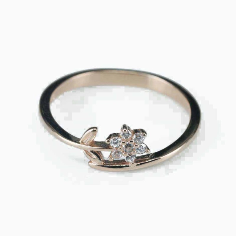 Ring  flower   7mm.  rose  Circonia