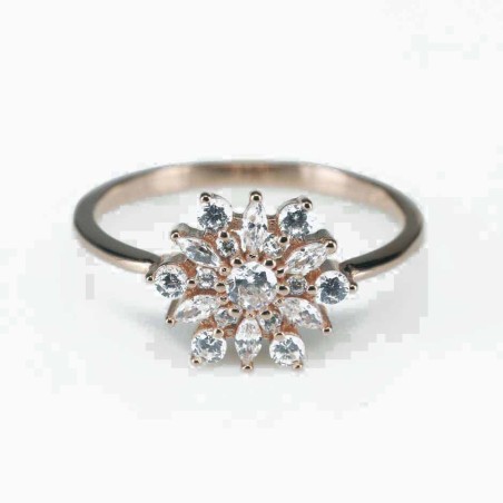 Ring  flower  11mm. rose  Circonia