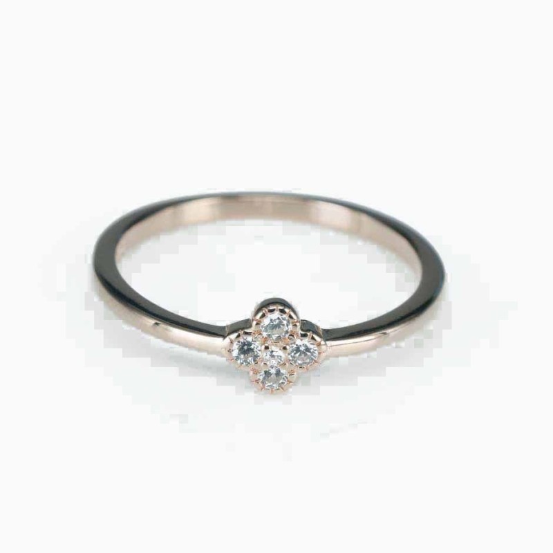 Ring  flower  6mm.  rose  Circonia