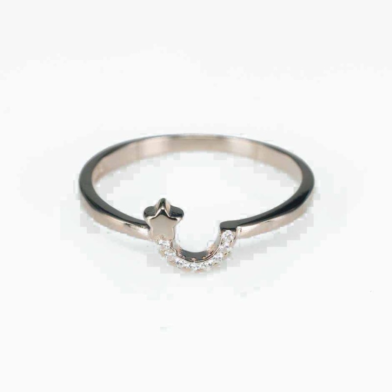 Ring  star  6mm.  rose  Circonia