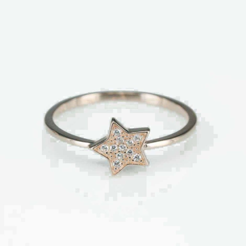 Ring  star  8mm.  rose  Circonia