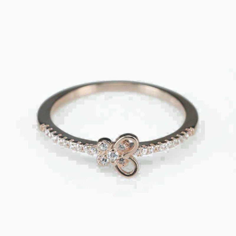 Ring   butterfly  7mm.  rose  Circonia