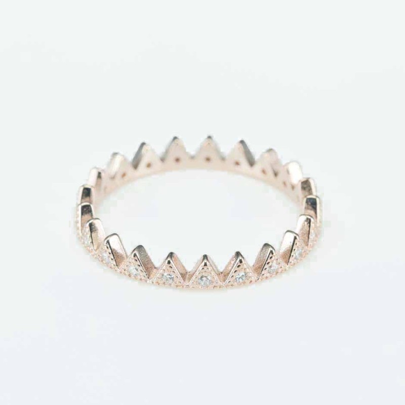 Ring   crown  8mm.  rose  Circonia