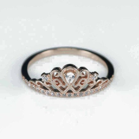 Ring  crown  9mm.  rose  Circonia