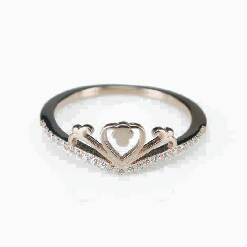 Ring  crown  8mm.  rose  Circonia