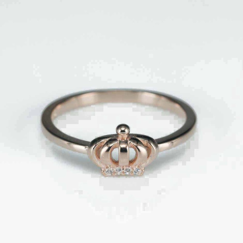 Ring  crown  8mm.  rose  Circonia