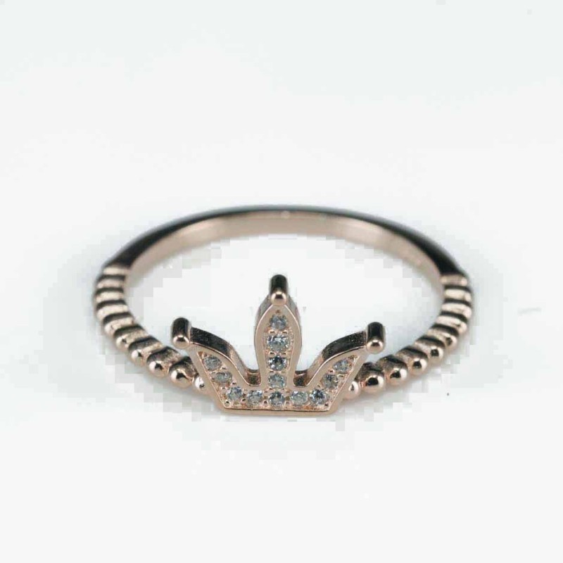 Ring   crown  9mm.  rose  Circonia