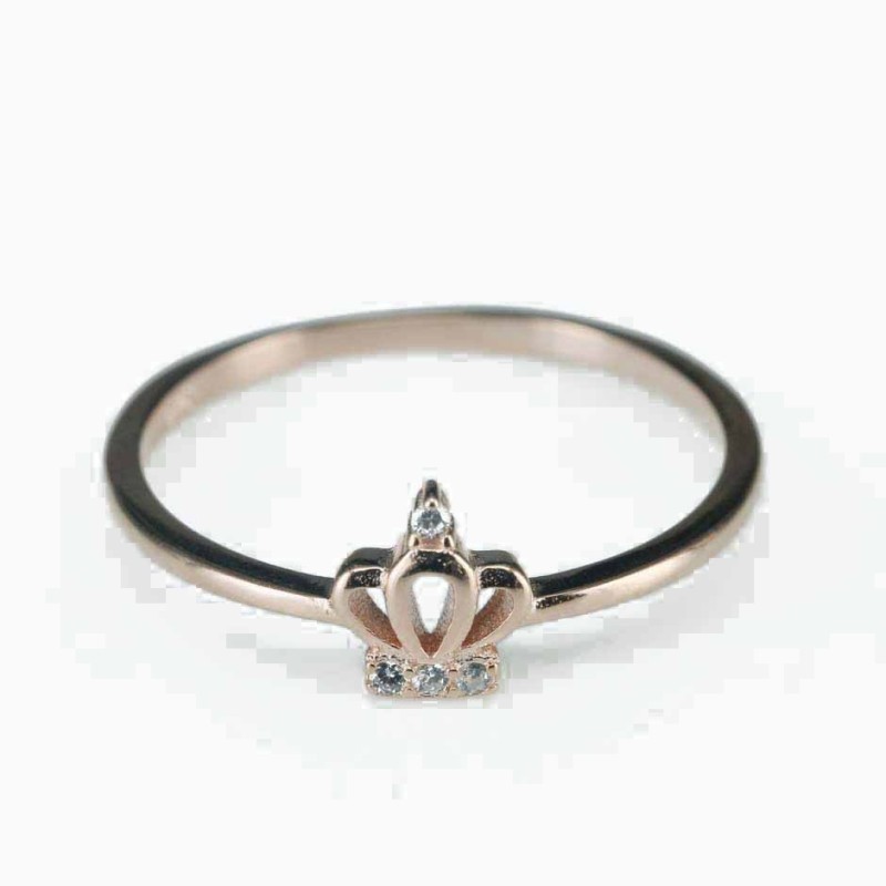 Ring  crown   7mm.  rose  Circonia