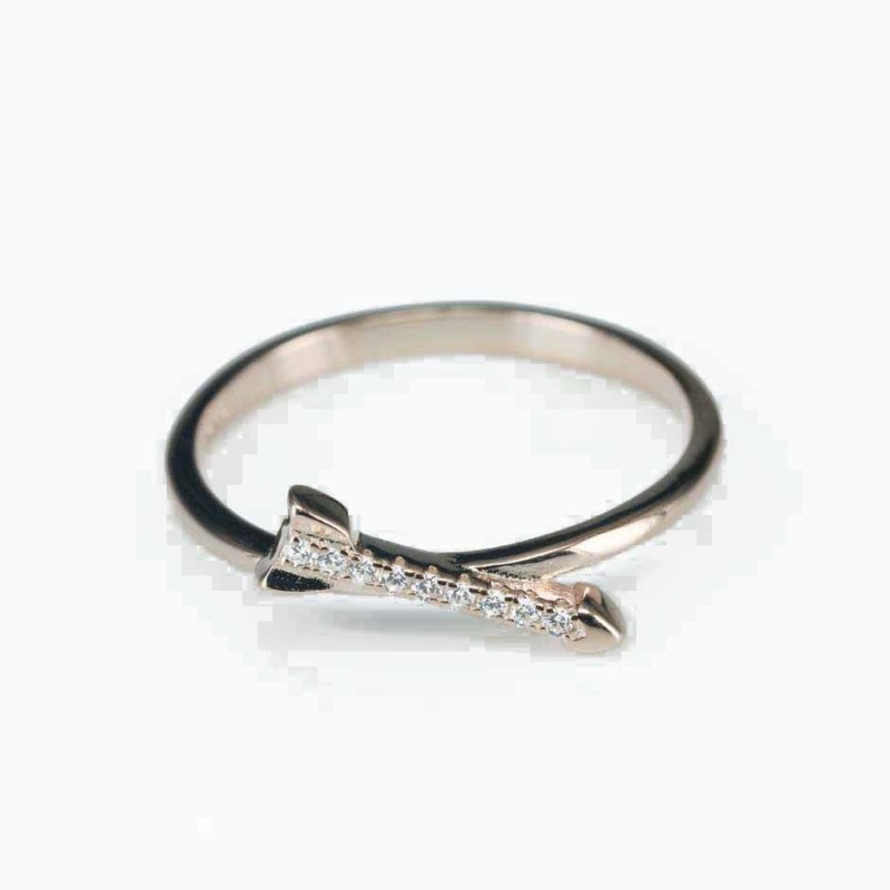 Ring   arrow  6mm.  rose  Circonia