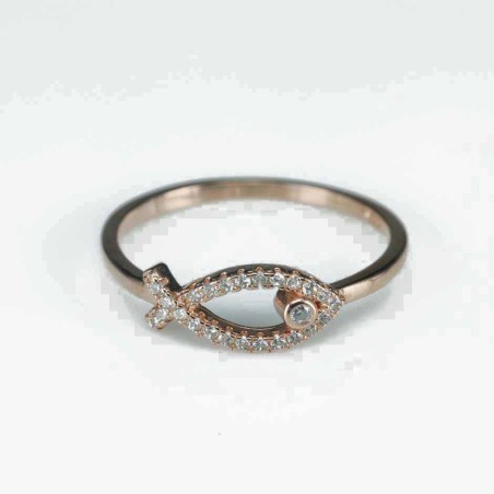 Ring   fish  3mm.  rose  Circonia