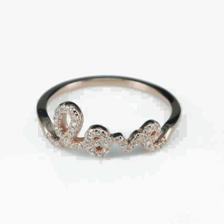 Ring   love  8mm.  rose  Circonia