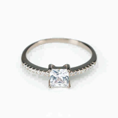 Ring   square  6mm.  rose  Circonia