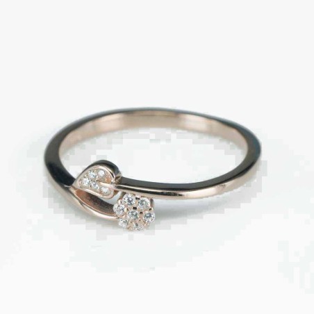 Ring  flower  8mm.   rose  Circonia