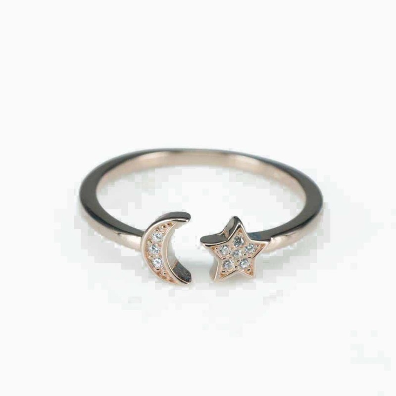 Ring  star  6mm.   rose  Circonia