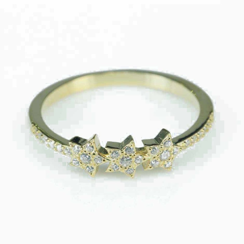 Ring Stars 5mm. Circonia gold