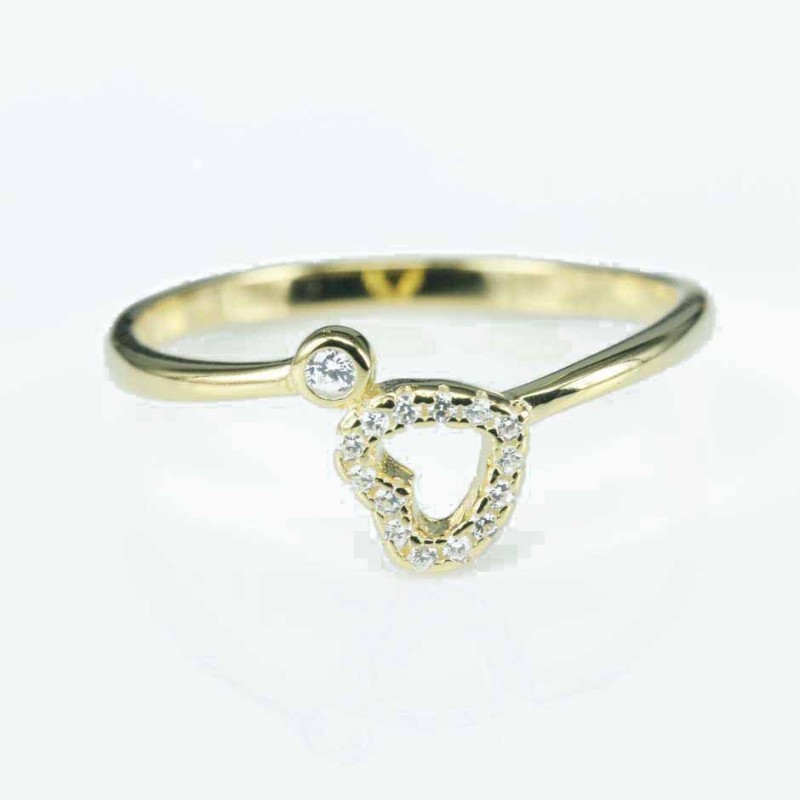 Ring Heart 3+6mm. Circonia gold