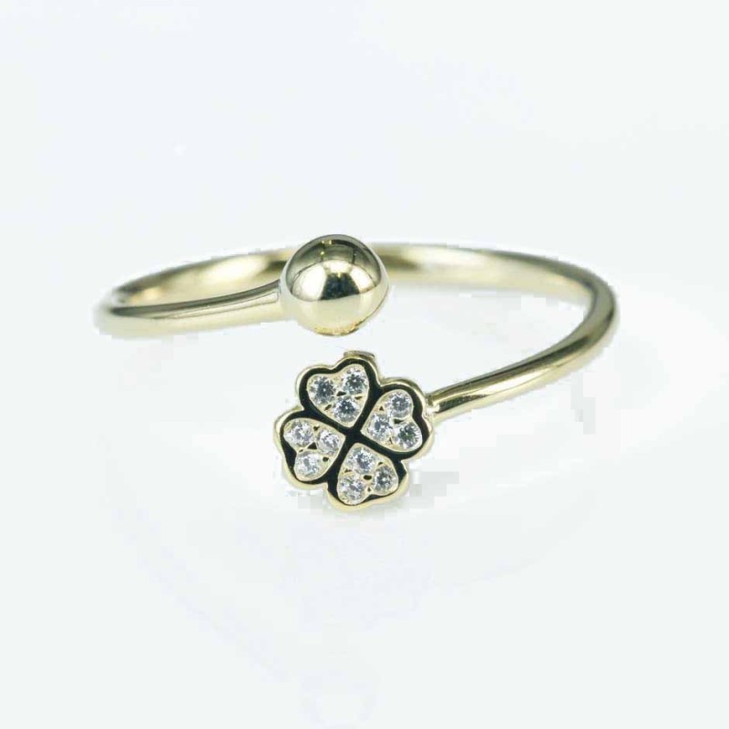 Ring Flower 3+5mm. Circonia gold