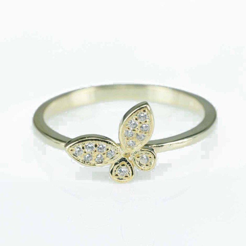 Ring Butterfly 10mm. Circonia gold