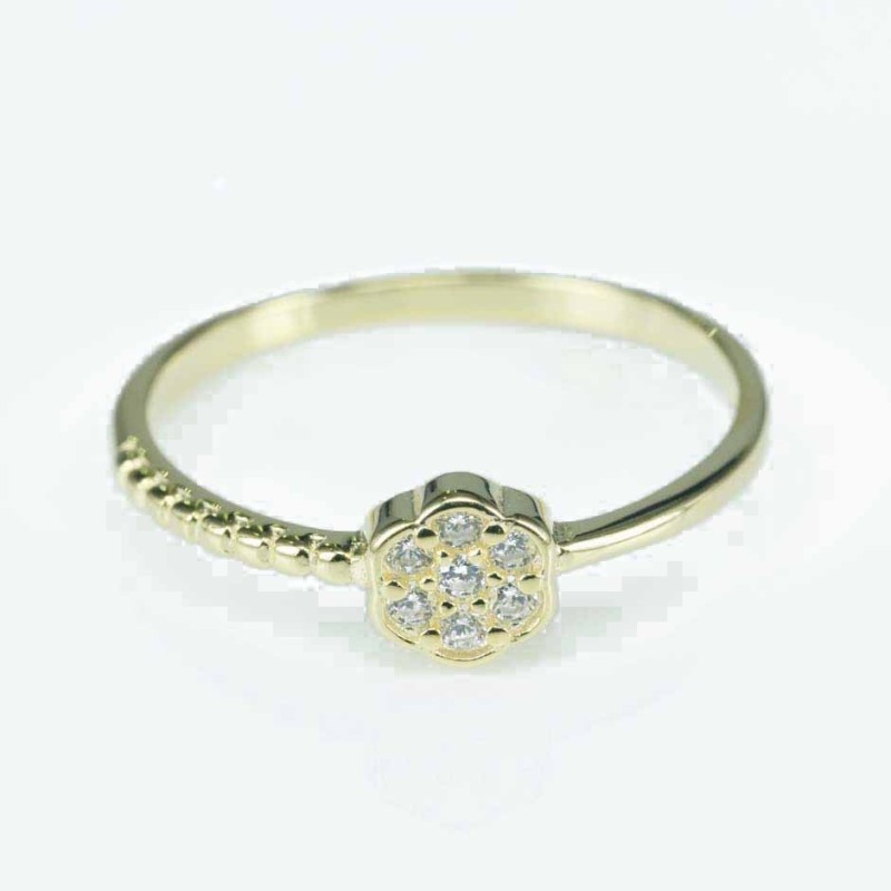 Ring Flower 6mm. Circonia gold