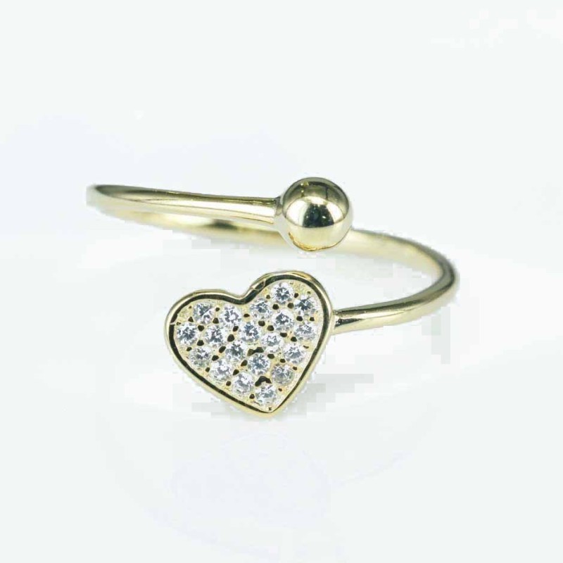 Ring Heart with ball 8mm. Circonia gold Ring Heart with ball 8mm. Circonia gold