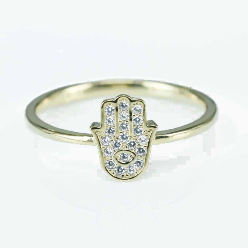 Ring Hand 9mm. Circonia gold