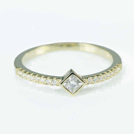 Ring Square 5mm. Circonia gold