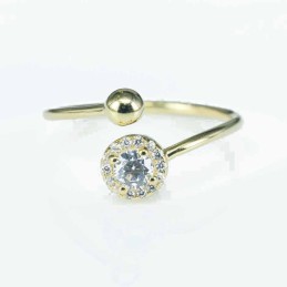 Ring Round with Ball 4+6mm. Circonia gold