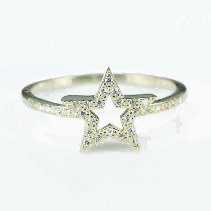 Ring Star 10mm. Circonia gold