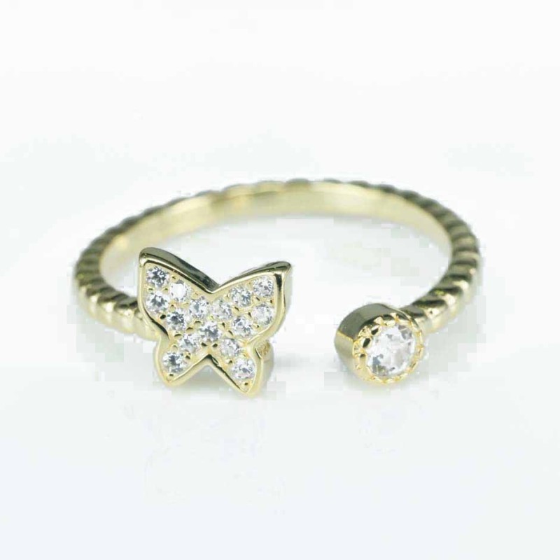 Ring Butterfly  3+7mm. Circonia gold