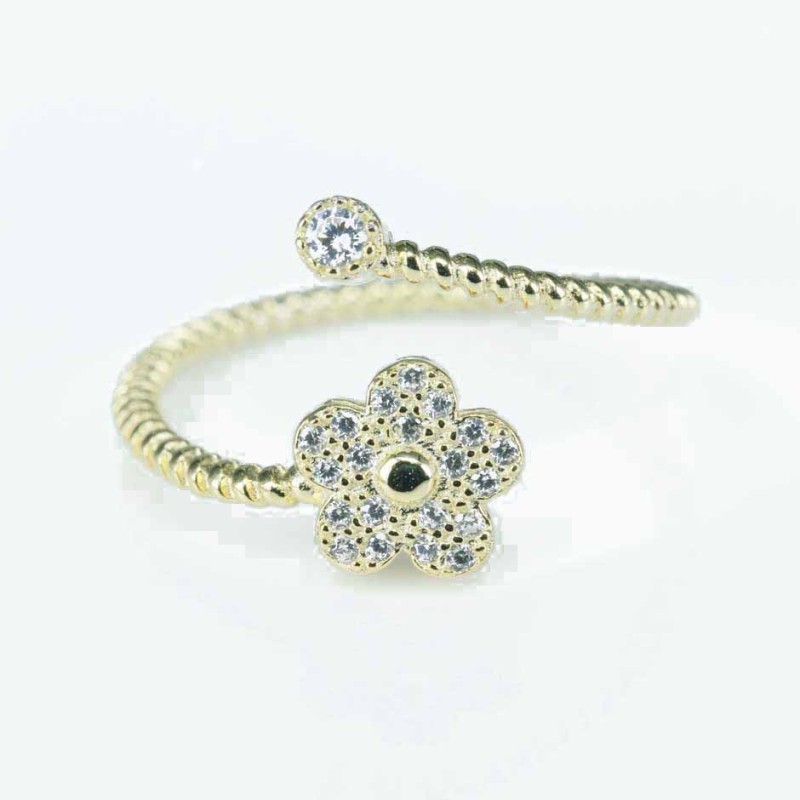 Ring Flower 3+7mm. Circonia gold