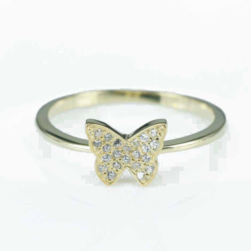 Ring Butterfly 8mm. Circonia gold