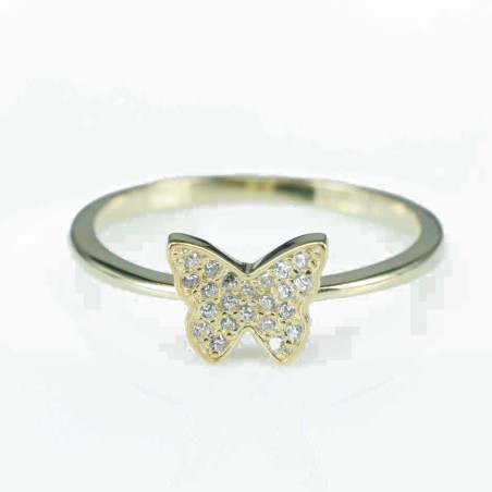 Ring Butterfly 8mm. Circonia gold